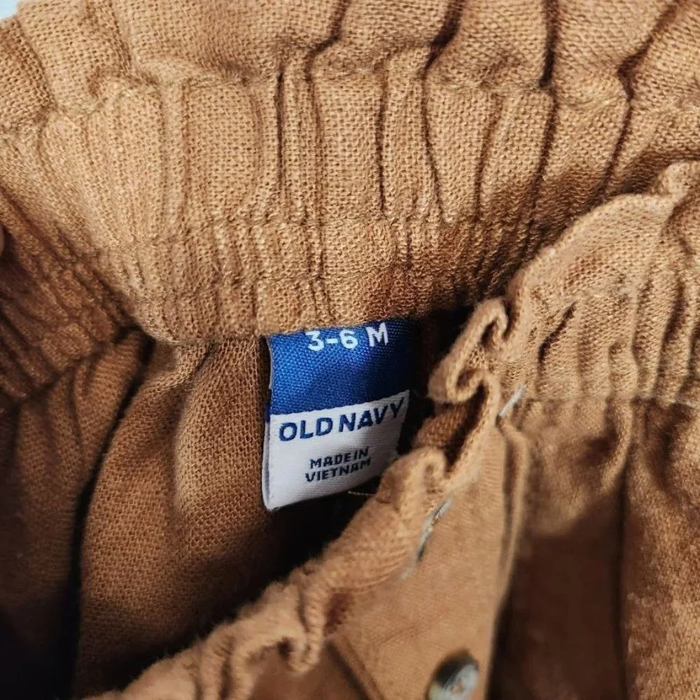 NEW Old Navy Baby girl‎ brown linen paper bag shorts Size 3-6 Months